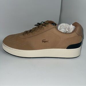 Lacoste Men's ACE Clip Sneaker, Light Brown/Off White Size 13